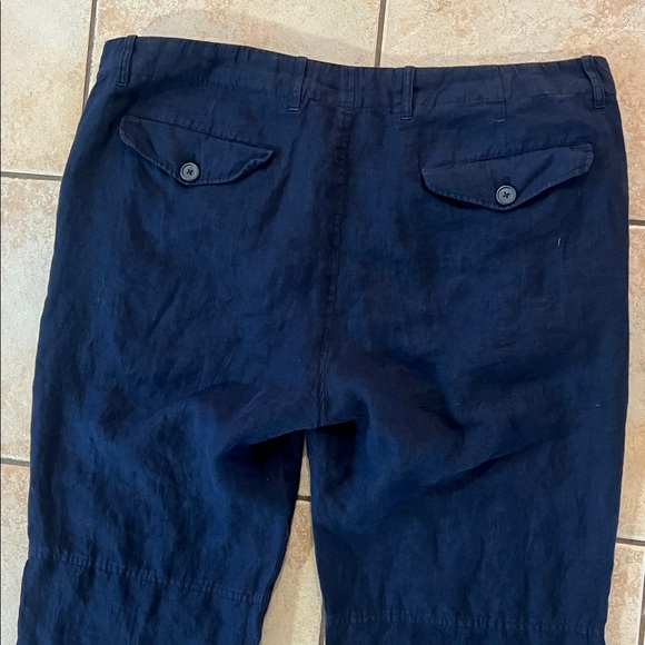 VINCE Navy Mid-Rise Linen Utility Cargo Style Coastal Pants, Sz XL - Picture 5 of 11